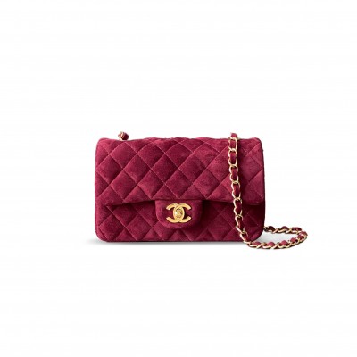 CHANEL SUEDE SMALL DOUBLE FLAP SHOULDER BAG 306483 (20*12*6cm)